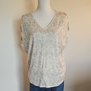 White House Black Market Beige Chevron Blouse